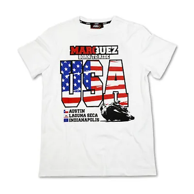 New Official Marc Marquez Born To Ride USA White T'Shirt - MMMTS USA 06 • $36.61