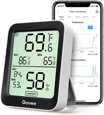 $18.71 • Buy Govee Hygrometer Thermometer H5075, Bluetooth Indoor Room Temperature Monitor...