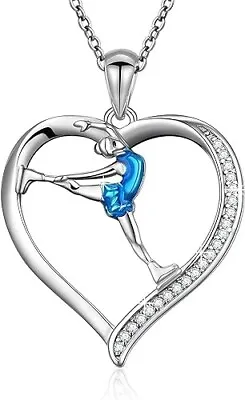 Sterling Silver Ice Skating Sport Pendant Necklace Jewelry Gift For Woman Girl • £59.77