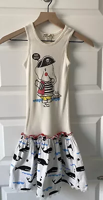 Misha Lulu Girls Skirt Dress White Ivory Elephant  Fanny The Pirate  Sz 10 • $20