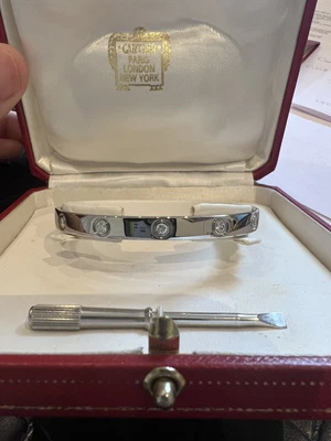 £7500 • Buy Cartier White Gold Full Diamond Love Bangle 