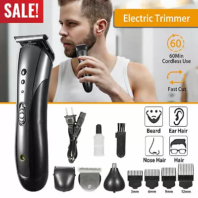 Men Rechargeable Beard Mustache Trimmer Cordless Nose Hair Clippers Shaver Gift • $17.58