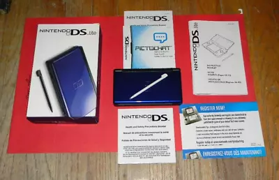 Vintage Nintendo DS Lite Blue Stylus Handheld Video Console W/ Box WORKS • $49.99