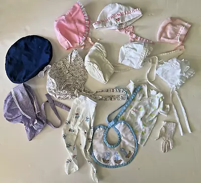 Vintage Baby Girl Hats Bonnets Tights Lot Of 13 Newborn Infant Toddler Nautical • $16