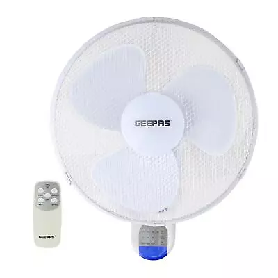 16  Wall Mounted Fan Oscillating Air Cooling Fan 3 Speed With Timer Remote White • £27.99