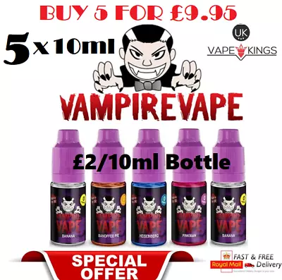 Vampire Vape E Liquid | 5 X 10ml | Vape Juice Heisenberg Pinkman Blackjack E Cig • £9.95