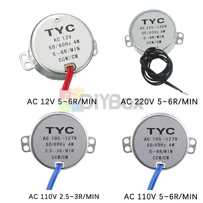 AC 12V/110V/220V 4W 50/60Hz Synchronous Motor 2.5/3/5/6RPM For Microwave TYC-50 • $5.17