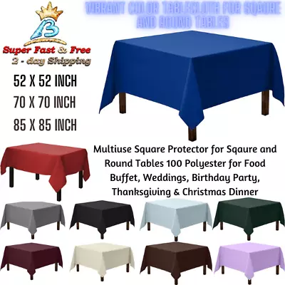 Square Tablecloth Table Cloth Cover Protector Polyester Buffet Wedding Party • $25.17