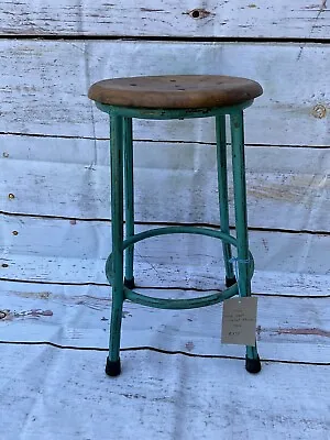 Vintage Industrial Rustic Metal Stools With Teak Seats- Cafe Stools • $135