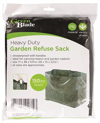 Heavy Duty Garden Waste Refuse Bag Sack With Handles Reusable 150L • £4.25