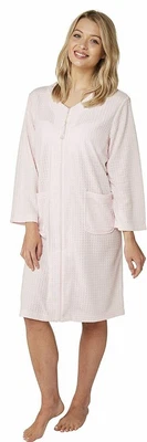 £12.99 • Buy Zip Front Ladies Houndstooth Waffle Robe - Pink - Blue - White -Small Or Large