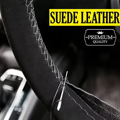 Suede Steering Wheel Cover Leather Anti-slip Stitch On 38cm Universal DIY Car  • $21.37