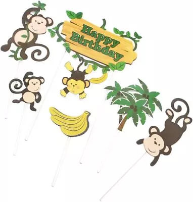 Cupcakes 4 Sets Monkey Wild Animals Cake Toppers - Jungle Animal Decor For Kids' • $28.06