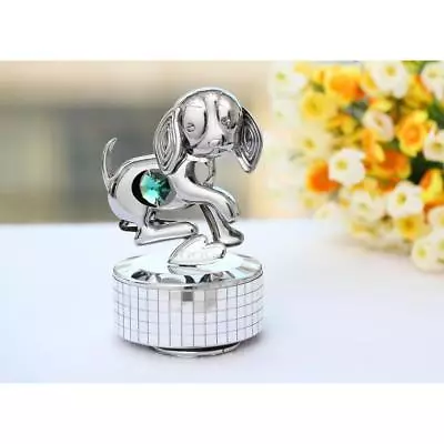 Chrome Plated Dog Music Box Figurine Plays “Love Story”    • $29.69