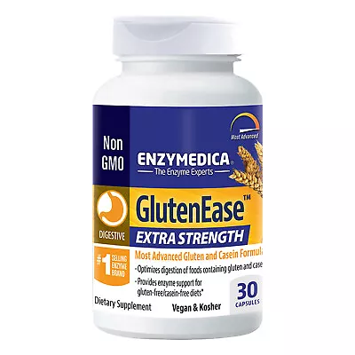 Enzymedica GlutenEase Extra Strength 30 Capsules Gluten & Casein Support Vegan • $19.49