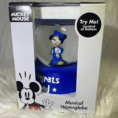 DISNEY MICKEY MOUSE Musical Wind Me Up Water Globe  Congrats Grad  NEW! • $16.99