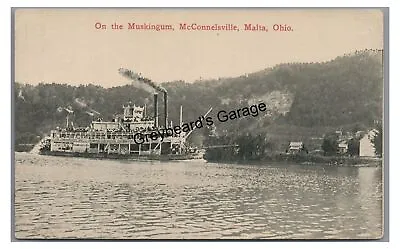 Steamer Steamboat Muskingum River MCCONNELSVILLE MALTA OH Ohio Vintage Postcard • $9.99