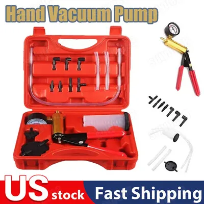 Hand Held Vacuum Pressure Pump Tester Set Brake Fluid Bleeder Bleeding Kit + Box • $17.59
