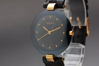 [Exc+5] RADO Cupole 129.4077.4N Black Round Quartz Men's Watch From JAPAN • $229.99