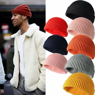 Cuff Beanie Knit Hat Cap Slouchy Skull Ski Men Women Plain Winter Warm Hats • $5.99