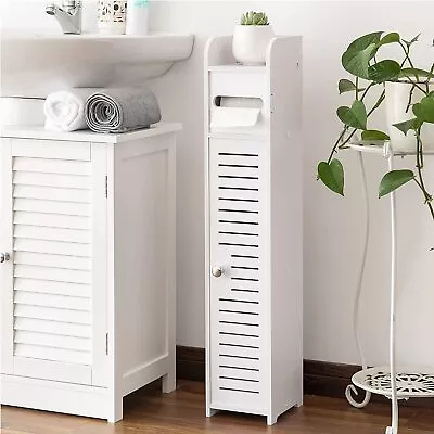 Bathroom Storage Cabinet Floor Standing Toilet Paper Organizer Shelves With Door • $20.19