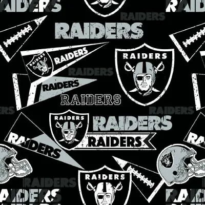 NFL Las Vegas Raiders Retro Print 14448D Cotton Fabric By The Yard • $19.95