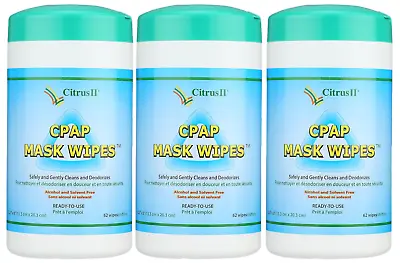 Citrus II Cpap Mask Wipes 62 Wipes Per Canister - Pack Of 3 • $28.99