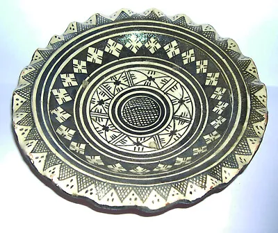 £75 • Buy Vintage Moroccan Safi Pottery - Attractive Black & White Design Bowl (Signed).