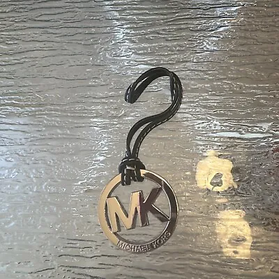Michael Kors MK Handbag Charm/Key Fob Black Color Leather And Silver Medallion • $12