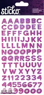 STICKO ALPHABET STICKERS - FUNHOUSE - PINK METALLIC - Approx 12 Mm - 1 SHEET • $3.75