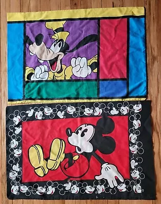 Vintage Mickey Mouse & Goofy Pillow Case Set Of 2 Double Sided Preowned  • $13.99