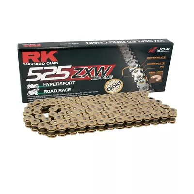 Motorcycle Chain Gold XW Ring RK GB525ZXW With 108 Rolls And Rivet Link Open • £135.88