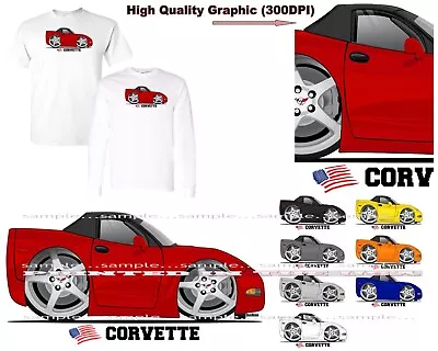 Corvette C6 Convertible Side View Paint Colors DigiRods Cartoon Car T Shirt • $22.95