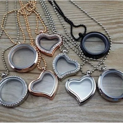 Sale 30mm Living Memory Floating Charms Glass Locket Pendant Necklace Free Chain • $2.11