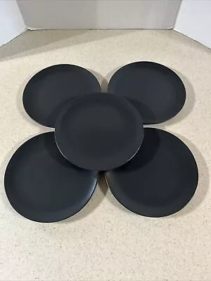 Ikea 8  Black Round Stoneware Plate's   Set Of 5 • $18