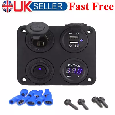 £13.98 • Buy Motorhome Camper 12V Panel Dual USB Port Charger Voltmeter Cig Socket Self Build