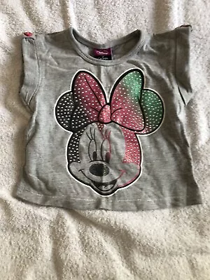 Asda George Baby Girls Minnie Mouse T Shirt Age 9 To 12 Months • £0.99