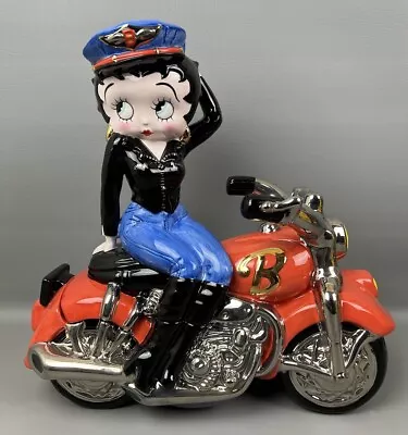 BETTY BOOP COOKIE JAR Motorcycle Rider 2000 Hand Painted Clay Art • $140