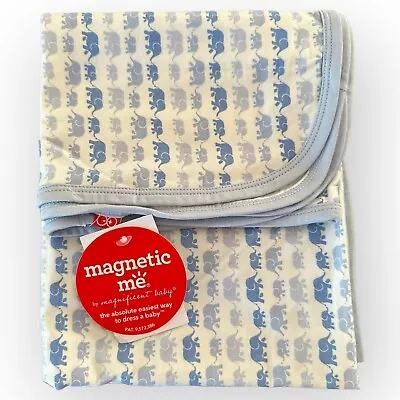 Magnetic Me Blue DANCING ELEPHANTS Modal Swaddle Security Baby Blanket Lovey • $49.92