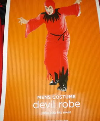 Mens DEVIL COSTUME Long ROBE With HOOD Belt New RED Halloween  • $24.98