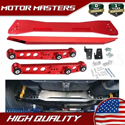Red Rear Lower Control Arms + Subframe Brace + Tie Bar For Honda Civic EG 92-95 • $81.99