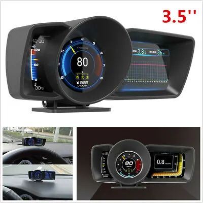 3.5'' Double Screen Smart Car SUV OBD2+GPS Gauge HUD Speedometer Turbo RPM Alarm • $104.50
