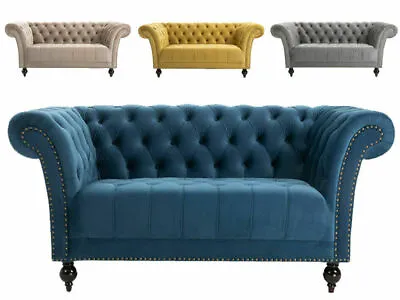 Chesterfield Sofa Armchair Handmade 1.5  2 Or 3 Seater Settee Love Seat Velvet • £469