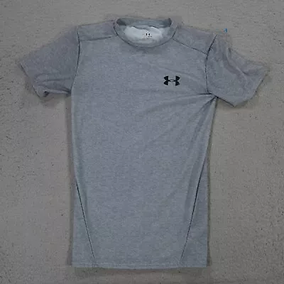 Under Armour Shirt Mens Medium Gray Polyester Spandex Short Sleeve Tight • $3.79