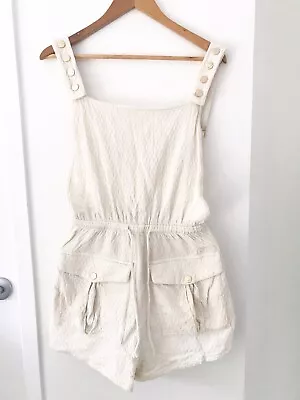 SABO SKIRT Size S Ivory 100% Cotton Elastic Waist Pockets Casual Playsuit • $15