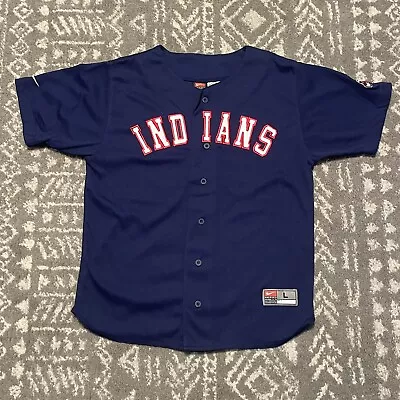 Vintage Nike Cleveland Indians Omar Vizquel #13 Jersey Youth Sz L Stitched Front • $22.49