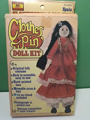 Clothes Pin Doll Kit  Spain Hazel Pearson Handicrafts - 70's Vintage • $30