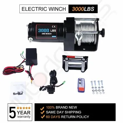 3000LBS Winch 40' Steel Cable Offroad Electric Winch Wireless Remote Control 12V • $77.39