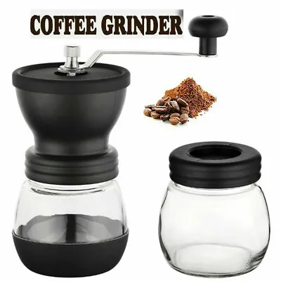 Manual Coffee Bean Grinder Adjustable Coarseness Ceramic Hand Held Mill Maker UK • £9.99