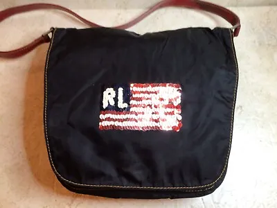 Vintage 1990s Polo Jeans Co By Ralph Lauren Navy Blue RWB Messenger Bag • $18